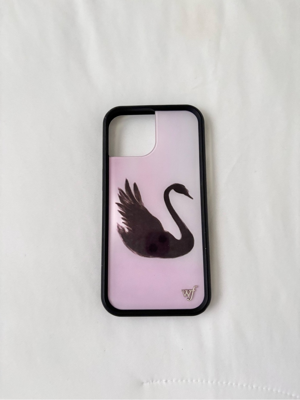 Wildflower Pink Phone Case with Black Swan Design iPhone 15
